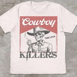 Cowboy Killers Shirt, Smoking Skeleton Unisex T Shirt, Women Graphic Tee